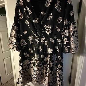 Floral Black and Cream Dress comfortable and stylish.